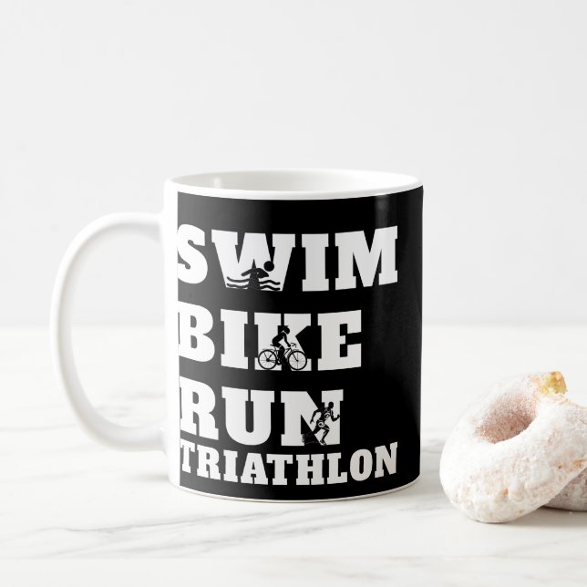 Mug Triathlon Swim, Vélo, Course, cadeau d'athlète, t- (Avec donut)