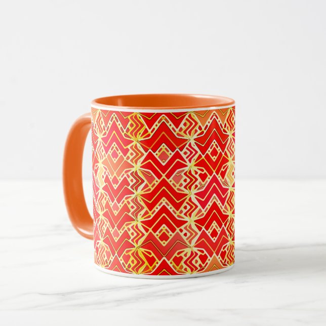 Mug Tribal Batik Print, Mandarin et Light Orange (Devant gauche)