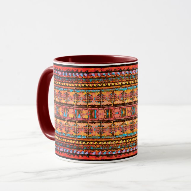 Mug Tribal rustique de ton terrestre (Devant gauche)