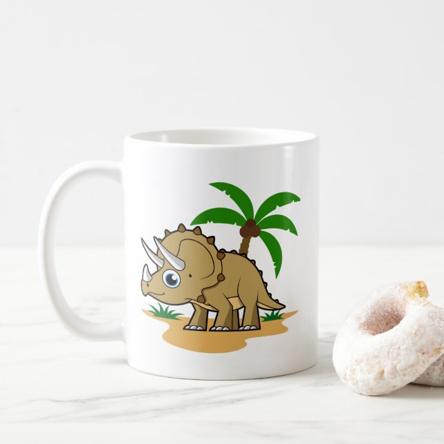 Mug Tricératops Dans Un Climat Tropical. (Avec donut)