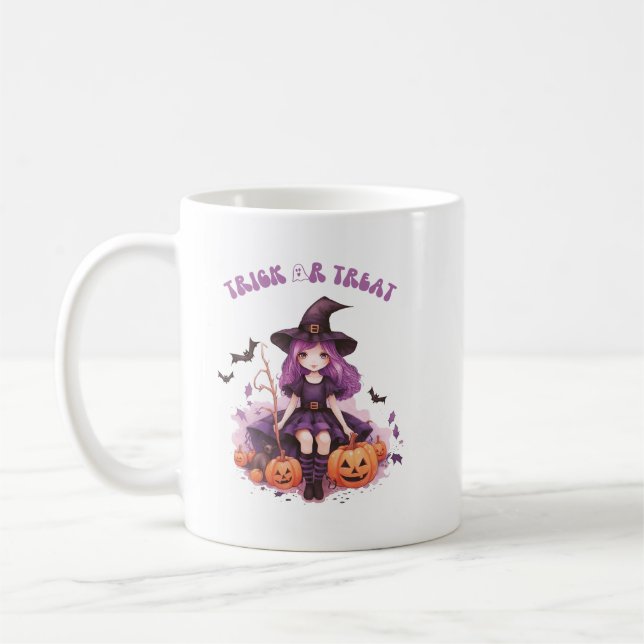 Mug Trick ou traiter la sorcière violette Citrouilles  (Gauche)