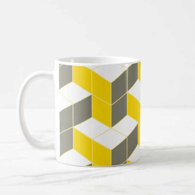 Mug Trident cubique isométrique gris et jaune sans joi (Gauche)