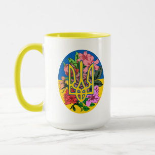 Mug Trident ukrainien et drapeau de l'Ukraine avec des