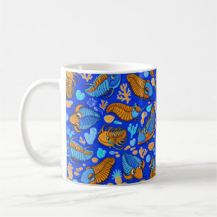 Mug Trilobites sur arrière - plan bleu foncé (motif en