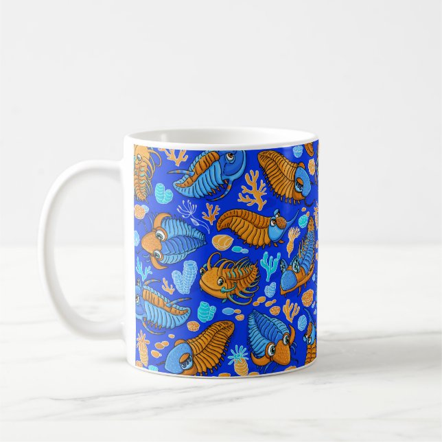 Mug Trilobites sur arrière - plan bleu foncé (motif en (Gauche)