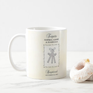 Mug Triplet Baptême sur 3 Croix Jaune Personnalisé