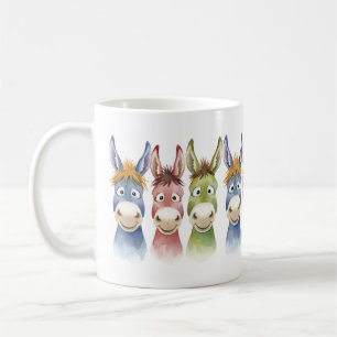 Mug Trois Ânes de Dessin Animé Colorés dans un Style A