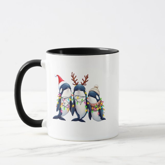 Mug Trois baleines portent le chapeau de Noël (Gauche)