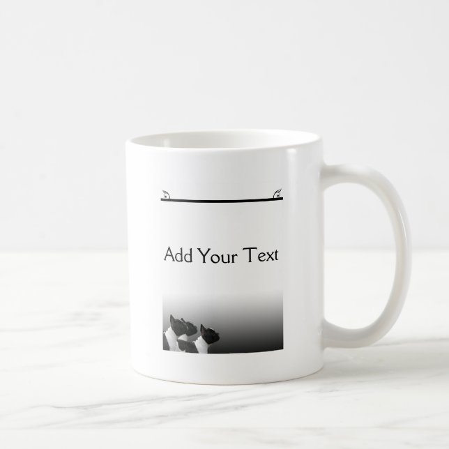 Mug Trois bouledogues français noirs et blancs (Droite)