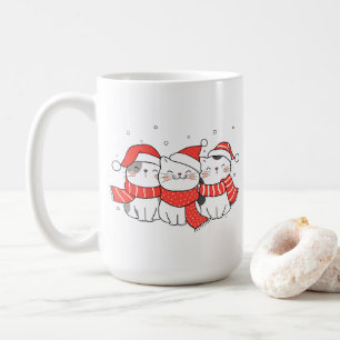Mug Trois chats de Noël en Casquette et Écharpes