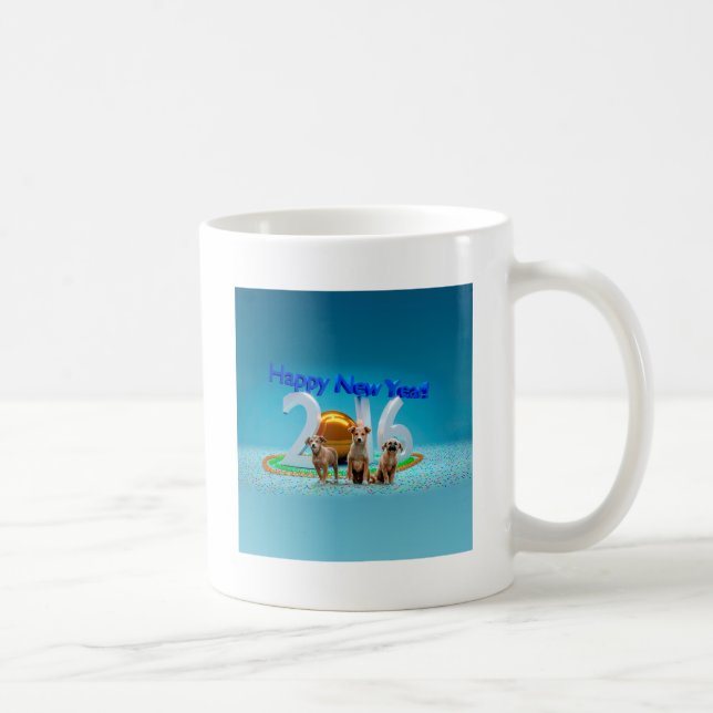 Mug Trois Chiens mignons qui souhaitent une bonne anné (Droite)