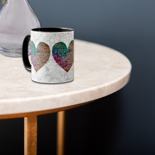 Mug Trois Coeurs en verre tendu sur la boue Vintage