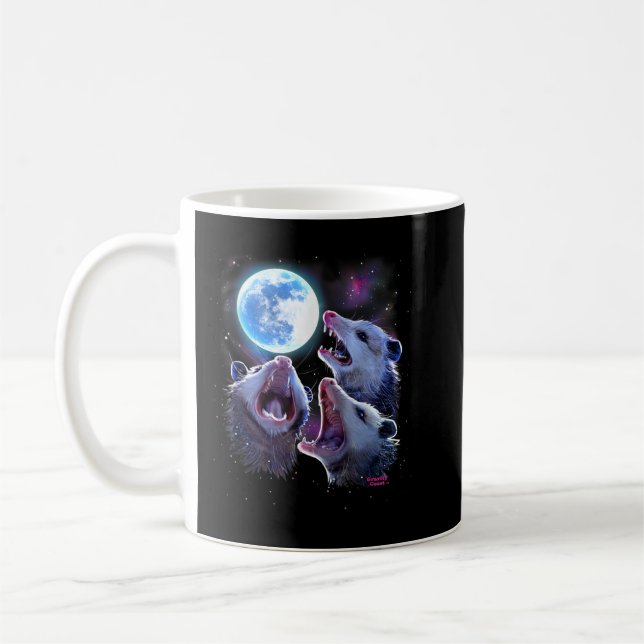Mug Trois Opossum hurlant sur la Lune drôle de animal  (Gauche)