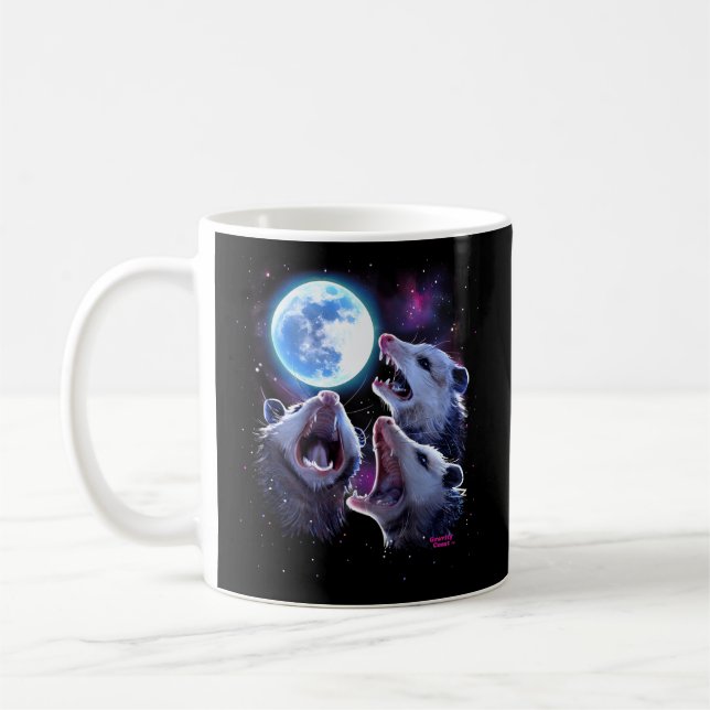 Mug Trois Opossum hurlant Sur La Lune Pet Possum (Gauche)
