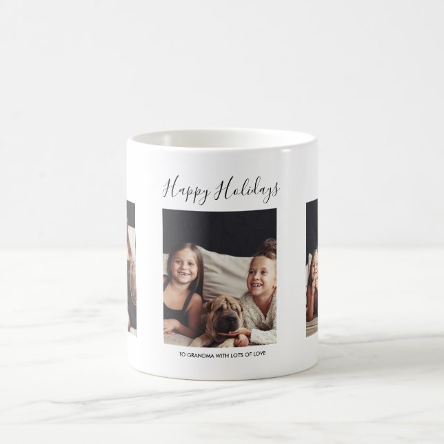 Mug Trois photos de Noël personnalisées (Centre)