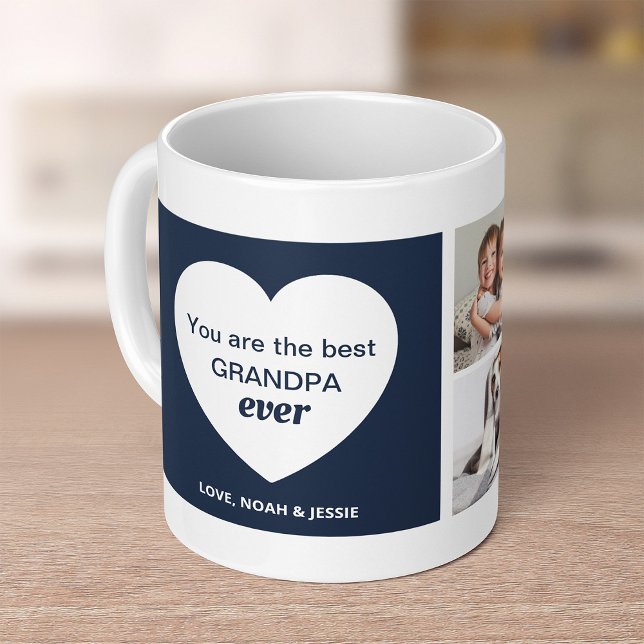 Mug Trois photos et un coeur | Meilleur grand-père (Créateur téléchargé)