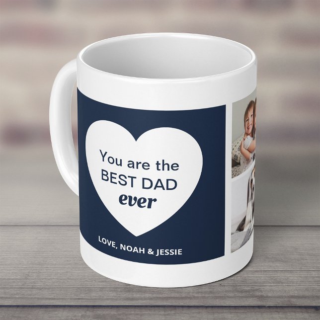 Mug Trois photos et un coeur | Meilleur papa (Créateur téléchargé)