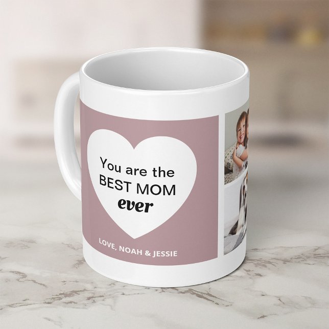 Mug Trois photos et un coeur | Meilleure maman jamais (Créateur téléchargé)