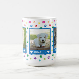Mug Trois Photos pour animaux de compagnie Noms Bleu C