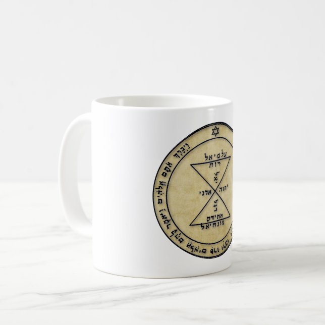 Mug Troisième Pentacle de Vénus ATTRACT AMOUR/RESPECT (Devant gauche)