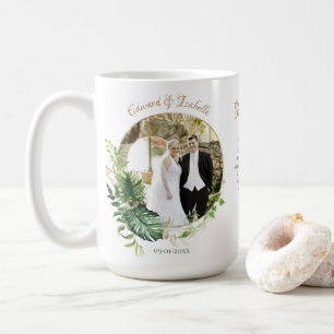 Mug Tropical Green Monstera Feuilles Photo Wedding Fav