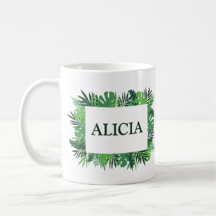 Mug Tropical jungle palm feuille nom personnalisé