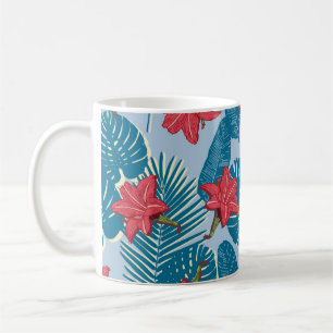 Mug Tropical Palm sans couture feuille bleu motif
