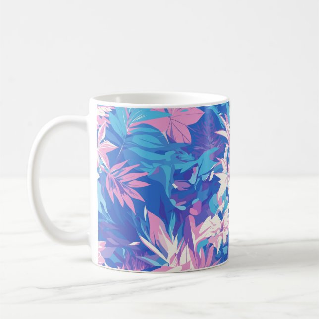 Mug 🌺 Tropical Pink & Blue Floral Pattern - Fresh & V (Gauche)