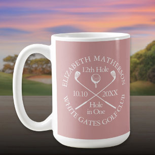 Mug Trou en un de golf personnalisé rose poussiéreux