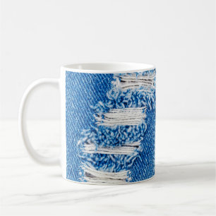 Mug Trou sur Denim Jeans. Torn Blue je déchiré