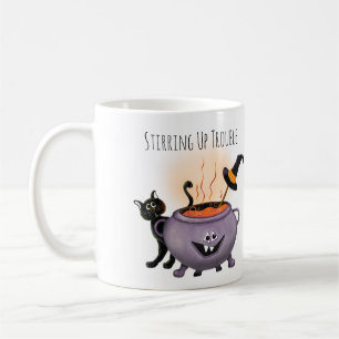 Mug Trouble d'allumage Chat noir et sorcière Halloween