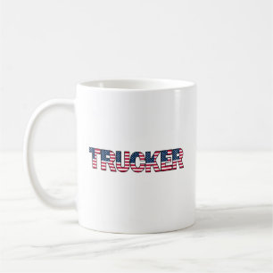 Mug Trucker Lettres Drapeau américain Patriotic Road P
