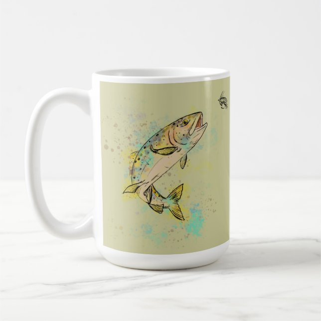Mug Truite arc-en-ciel personnalisée 15oz. Musique en  (Gauche)
