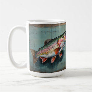 Mug Truite arc-en-ciel, rustique, ambiance cabine, sty