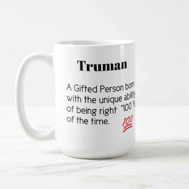 Mug Truman une personne-cadeau née unique (Gauche)