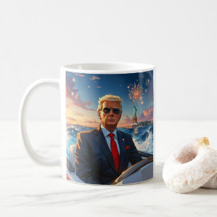 Mug Trump dans Speedboat Statue des feux d'artifice de