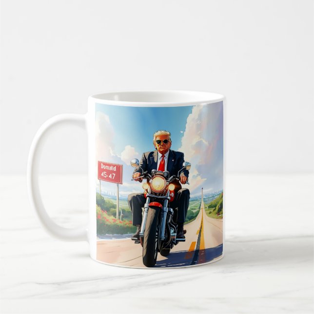 Mug Trump équitation Motorcycle passé 47 panneau Beaut (Gauche)