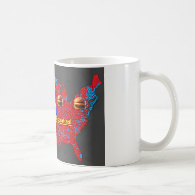 Mug Trump fait sauter les hamburgers et les comtés (Droite)