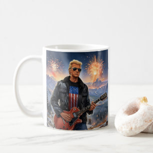 Mug Trump Jouant à la guitare électrique Mont Rushmore