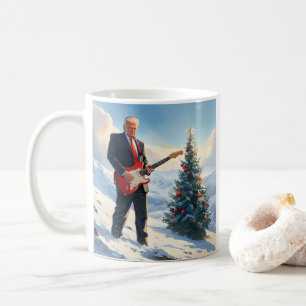 Mug Trump jouant à la guitare électrique par sapin de