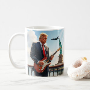 Mug Trump Jouer Guitare Électrique Statue Liberté Drap