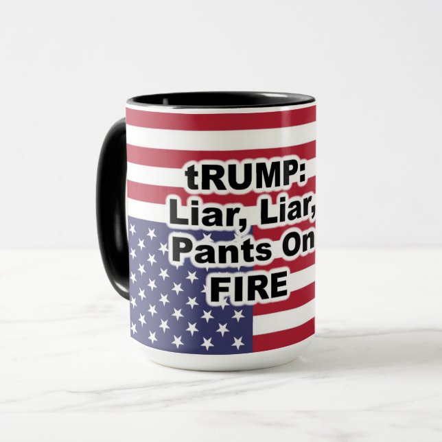 Mug tRUMP : Menteur, menteur, pantalon en feu (Devant gauche)