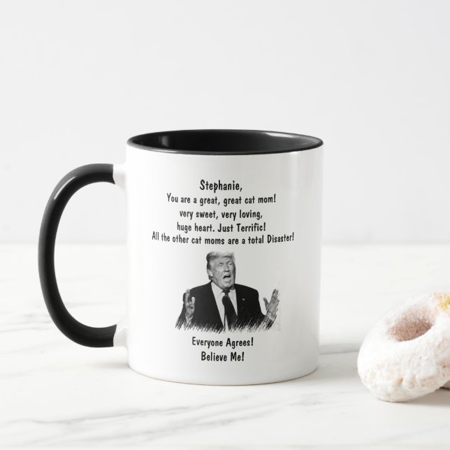 Mug Trump personnalisé pour CAT MOM Ajouter votre  (Avec donut)