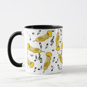 Mug Trumpet Music Notes Motif