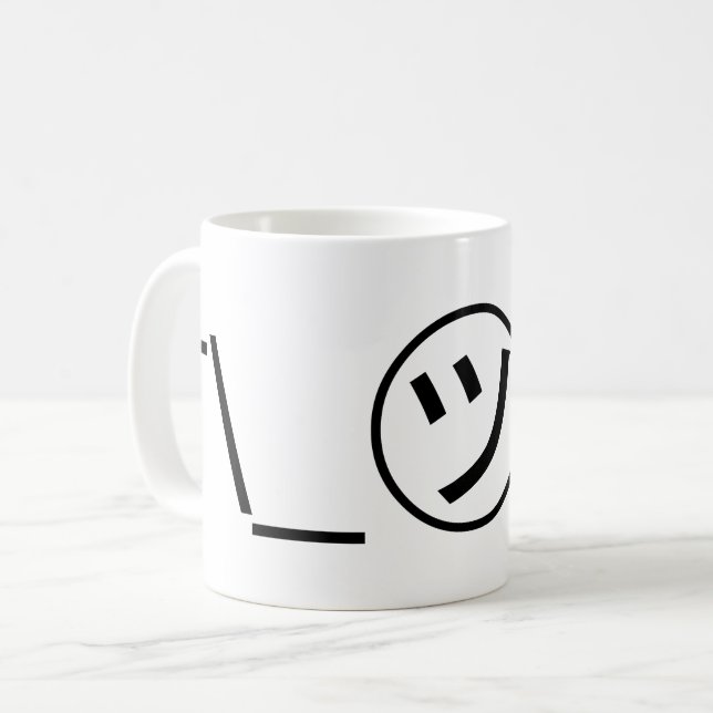 Mug Tsu Kana Shrug Emoticon -\_ ㋡_/+Japonais Kaomoji (Devant gauche)