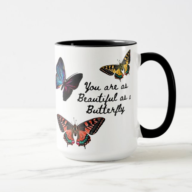 Mug Ttypographie branchée papillon coloré cadeau d'été (Droite)
