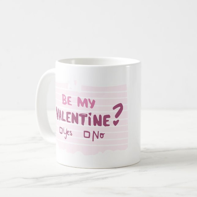 Mug Tu Es Ma Saint Valentin ? Coeur photo rose (Devant gauche)