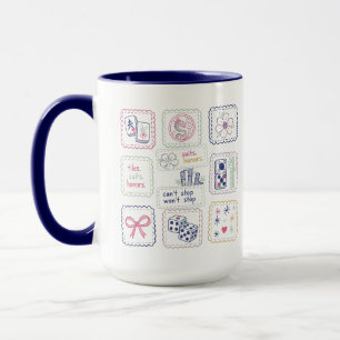 Mug Tuiles Inspirées de Mahjong & Collage de Charmes P