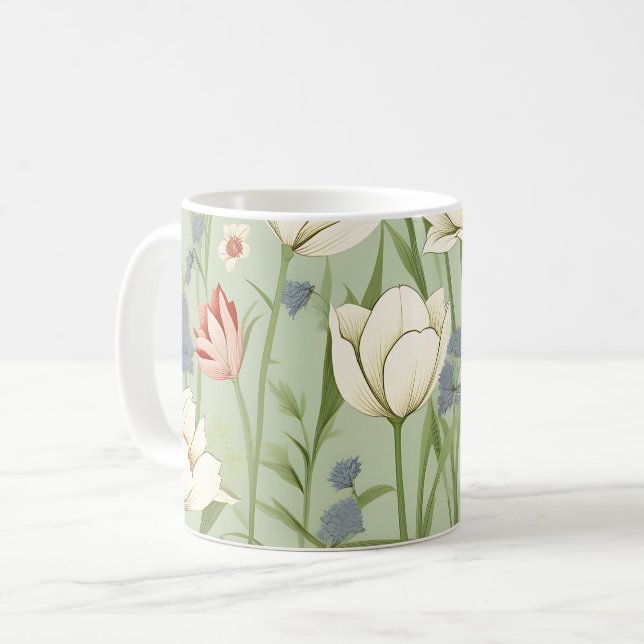 Mug Tulip Meadow in Sage Green (Devant gauche)