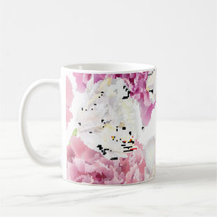 Mug Tulipe blanche de pivoine rose Vintage